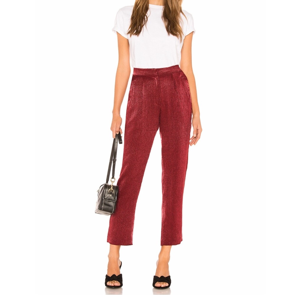 House of Harlow 1960 x REVOLVE Vincent Pant in Lurex Raspberry Red